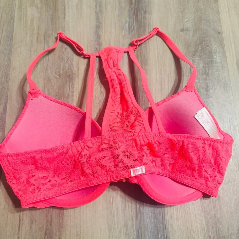 PINK Victoria's Secret Coral Lace Bra - Picture 2 of 4